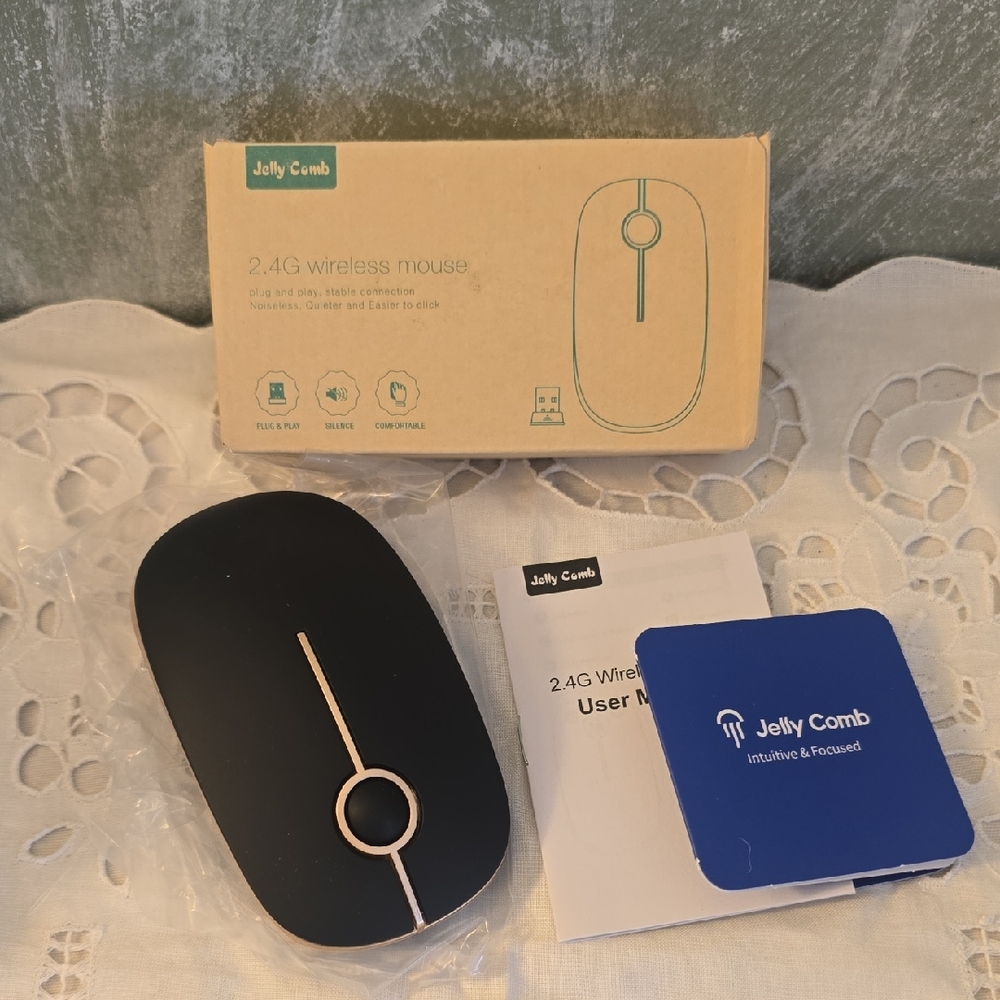 Jelly Comb Black 2.4G Wireless Mouse, Noiseless, Easier To Click New